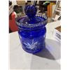 Image 2 : Crystal lid blue biscuit jar