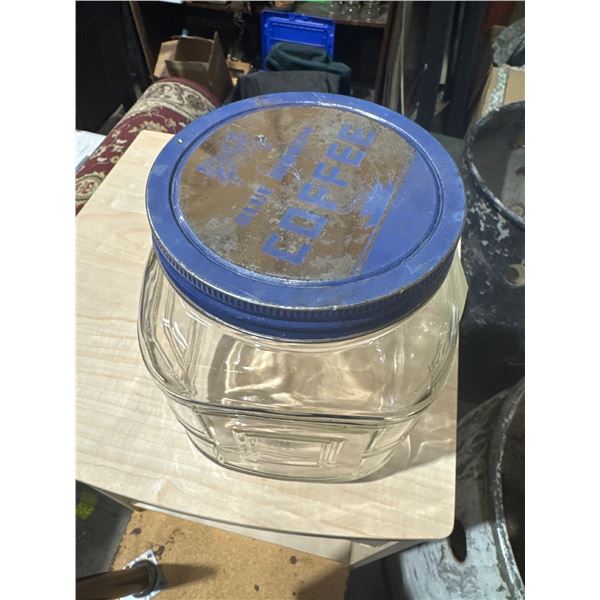 Blue ribbon coffee jar