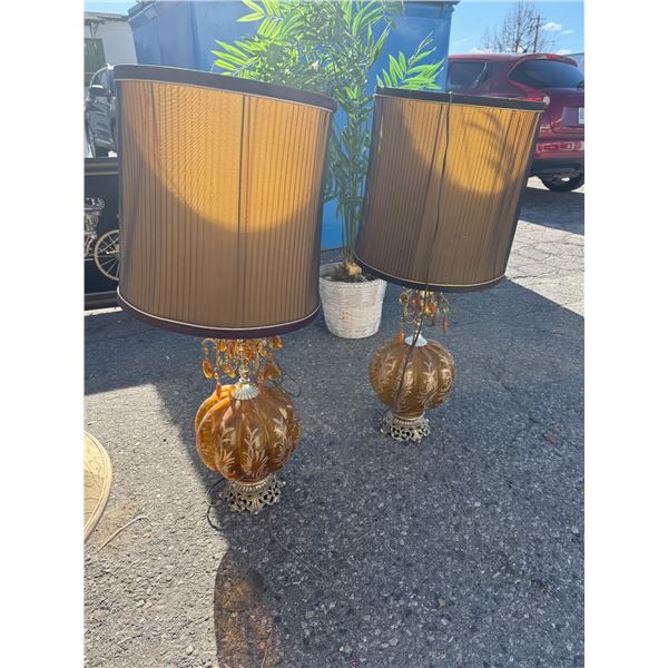 Pair of vintage glass base lamps