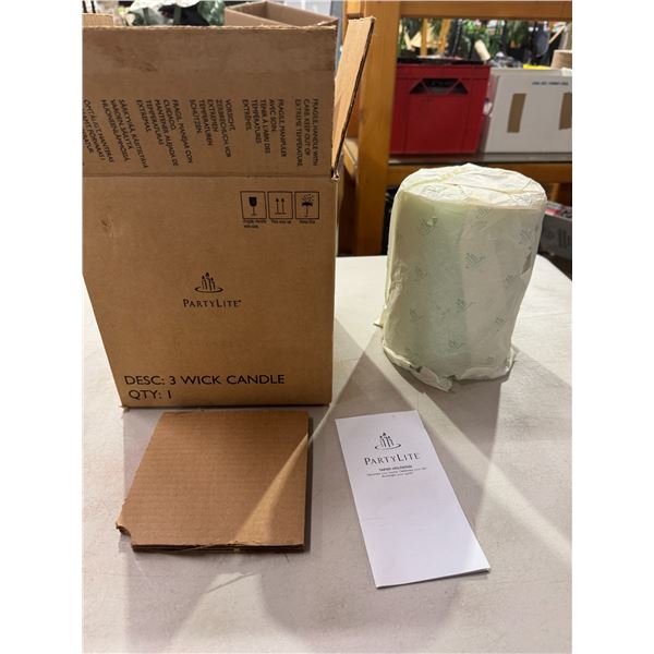 Party lite three wick candle (2) honeydew