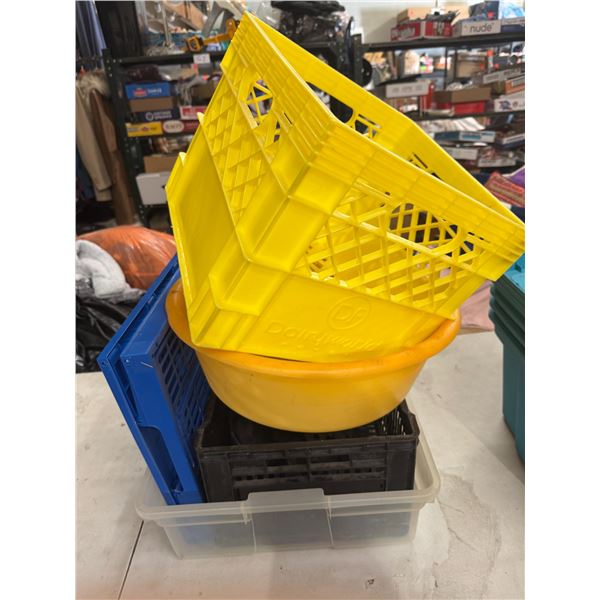 Assorted crates and bins