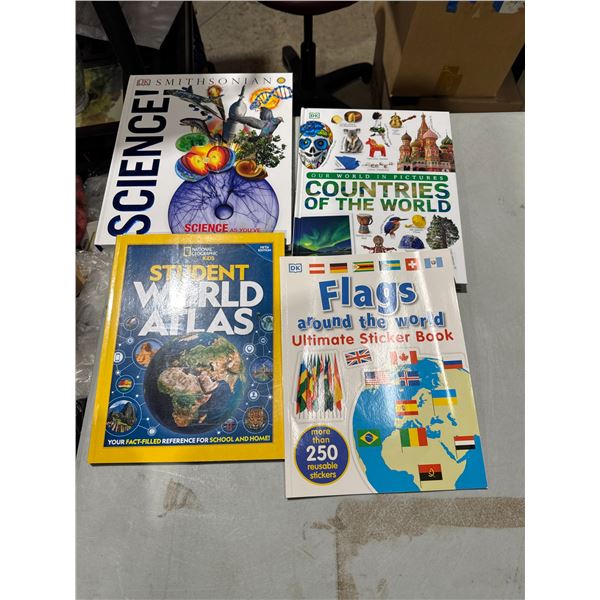 New flags around the world, sticker book countries of the world picture book science book, and stude