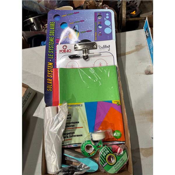 miscellaneous lot ice whiteboard, tape, stapler, etc.