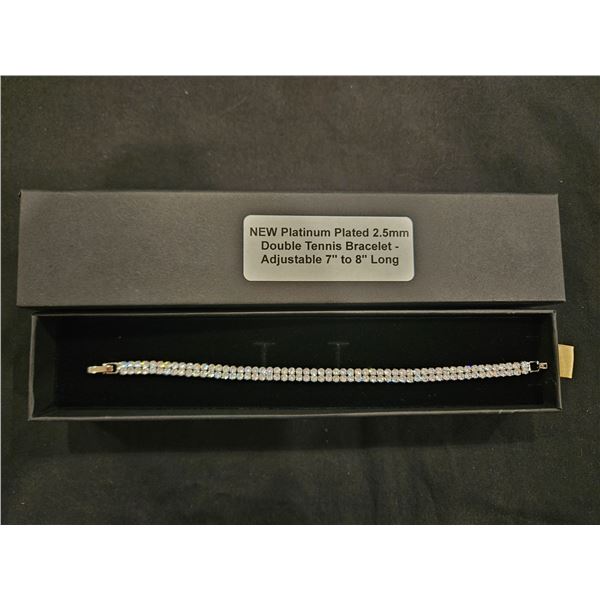 Platinum plated 2.5mm duble tennis bracelet- 7-8" length