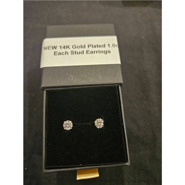 14K gold plated 1ct earrings