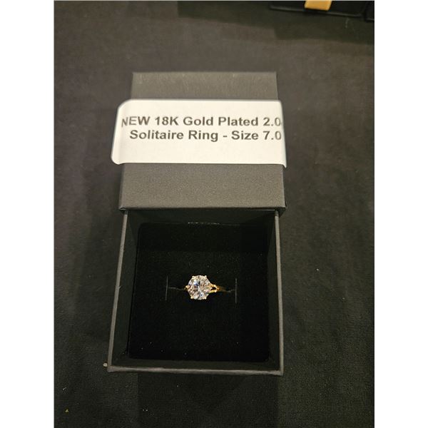 18K gold plated solitaire ring- Size 7