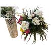 Image 2 : Flower pot, faux flowers & polished metal umbrella stand