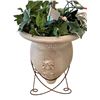 Image 2 : Stone style flower pot in metal base w/ faux flowers