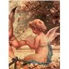 Image 2 : Large convex scene of angels on paper print in gold frame