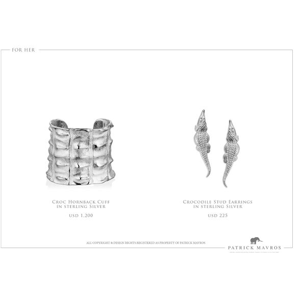 “Crocodile Collection” – His & Hers Sterling Silver Set by Patrick Mavros