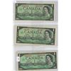 Image 1 : Lot of 3 x1967 canadian $1 bills (1-replacement), (1-without serial no.)
