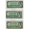 Image 1 : Lot of 3 (2x1967 and 1954) canadian $1 bills