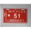 Image 1 : 1976 BEECHY BICYCLE LICENCE PLATE  (Mint Condition)  3 1/4 inches by 5 3/8 inches