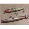 Image 2 : (2) Vintage Fishing Lures Wooden Fishing Hook 6" and 7" Long.
