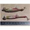 Image 1 : (2) Vintage Fishing Lures Wooden Fishing Hook 6" and 7" Long.