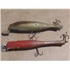 Image 2 : (2) Vintage Fishing Lures Wooden Fishing Hook 6" and 7" Long.