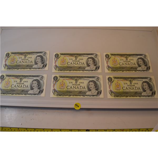 6x canada/ dollar banknotes