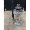 Image 3 : patterned glass coal oil lamp with chimney