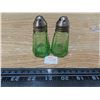 Image 1 : Pair of green depression glass slat/ pepper