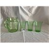 Image 1 : Depression glass water container and 3 drinking glasses