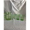 Image 2 : Depression glass water container and 3 drinking glasses