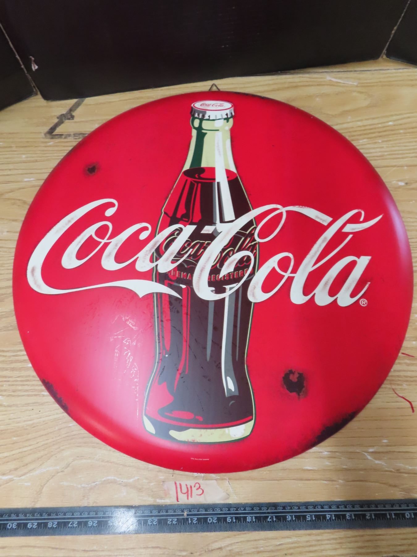 Vintage coca-cola button reproduction metal sign -24 inch - Schmalz ...