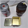 Image 2 : 1 tin box, 1 wolf plastic container, and 1 mini beer keg