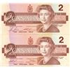 Image 1 : Pair of 1986 canadian $2 bills