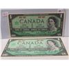 2 canadian 1867and 1967 1 dollar bills