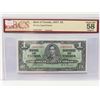 1937 bank of canada 1 dollar bill almost unc-58
