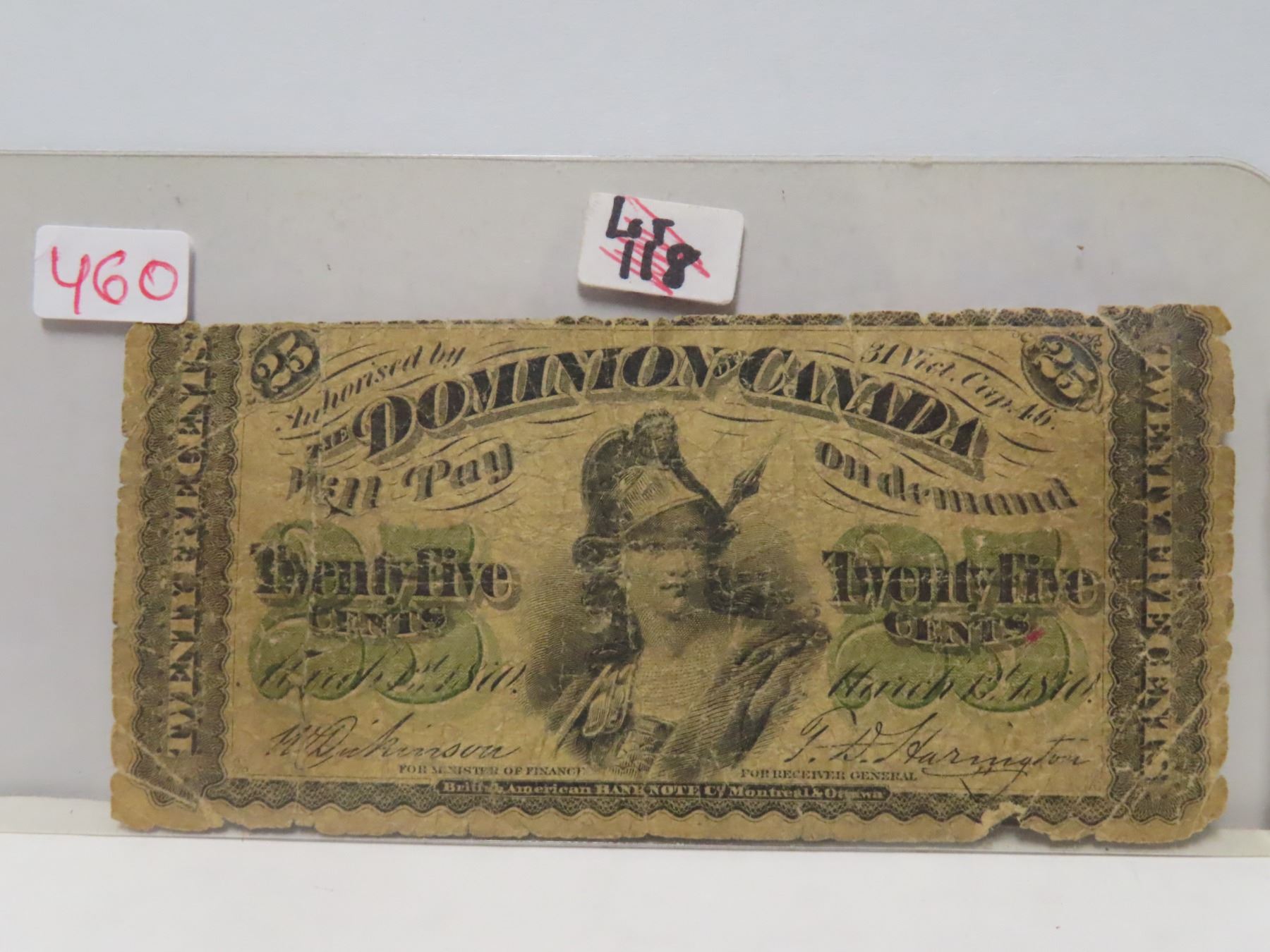 Shinplaster Coin 1870 dominion of canada shinplaster - Schmalz Auctions