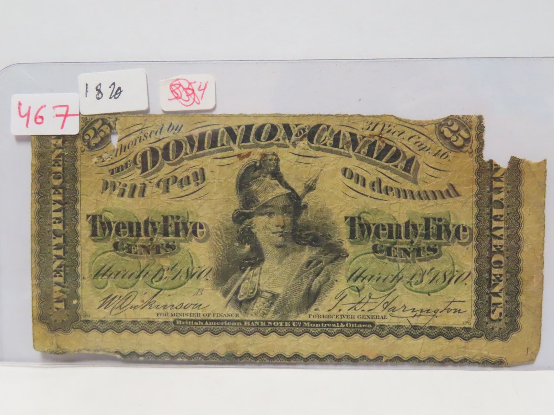 Shinplaster Coin 1870 dominion of canada shinplaster - Schmalz Auctions