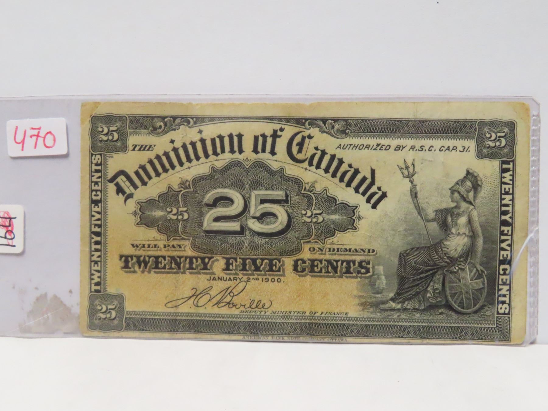 Shinplaster Coin 1900 dominion of canada shinplaster - Schmalz Auctions