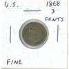 Image 2 : U.S 1868 3 cent silver coin