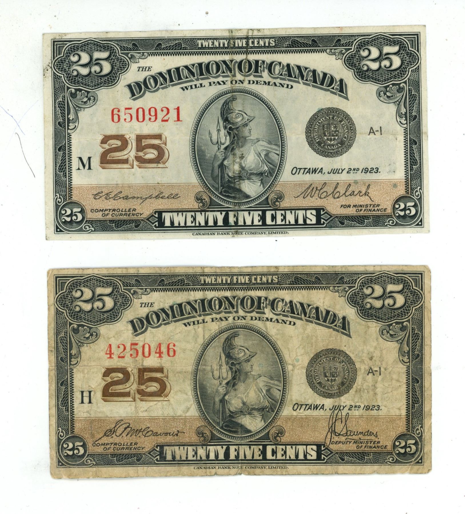 Shinplaster Coin (2) 1923 Dominion of Canada Shinplaster. - Schmalz Auctions
