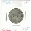 Image 1 : 1938 George VI silver quarter