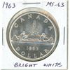 Image 1 : Canadian Silver Dollar 1963 MS63 Bright White