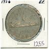 Image 1 : Canadian Silver Dollar 1956 EF.