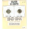 Image 1 : Canadian Silver 10 Cents 1943-1944 Very Fine