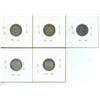 Image 2 : Lot of 5 Canadian Silver 10 Cents 1933, 1934, 1935, 1936, 1969