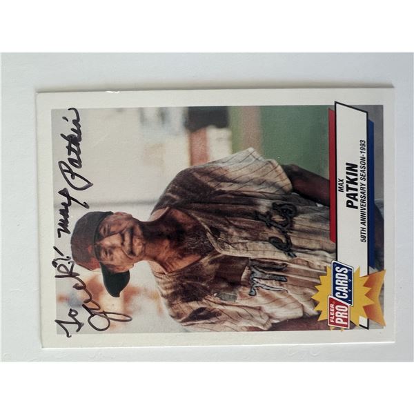 Max Patkin 1993 Fleer signed trading card