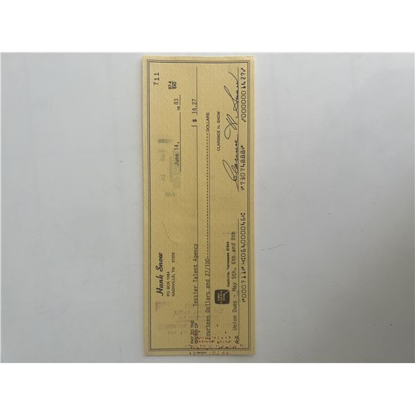 Hank Snow personal check