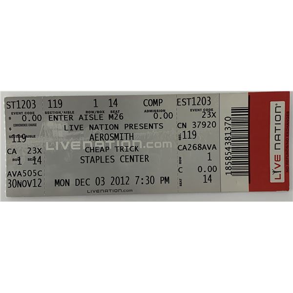 Aerosmith concert ticket Staples Center Dec. 12, 2012