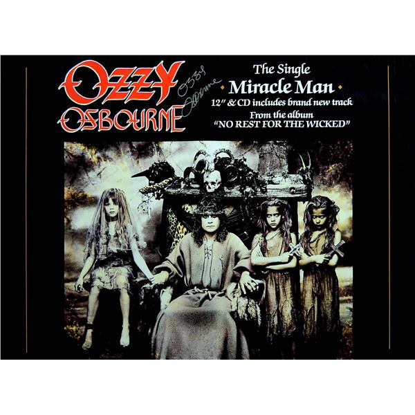 Ozzy Osbourne signed "No Rest For The Wicked" promo poster