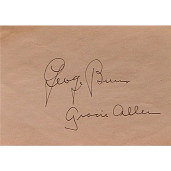 Gracie Allen and George Burns signature slip