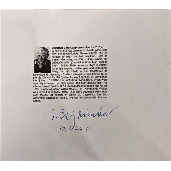 WW2 German Pilot Signed Page