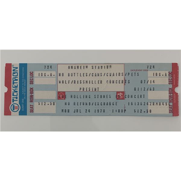 Rolling Stones ticket Anaheim Stadium &/24/78