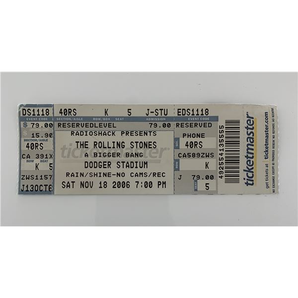 Rolling Stones ticket Dodger Stadium 11/18/06