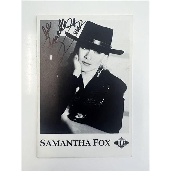 Model Samantha Fox signed postcard