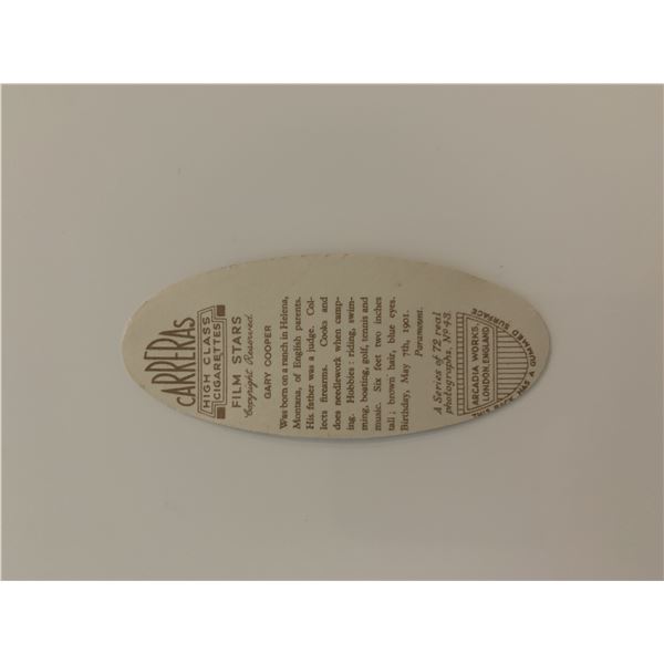 Gary Cooper unsigned cigarette card